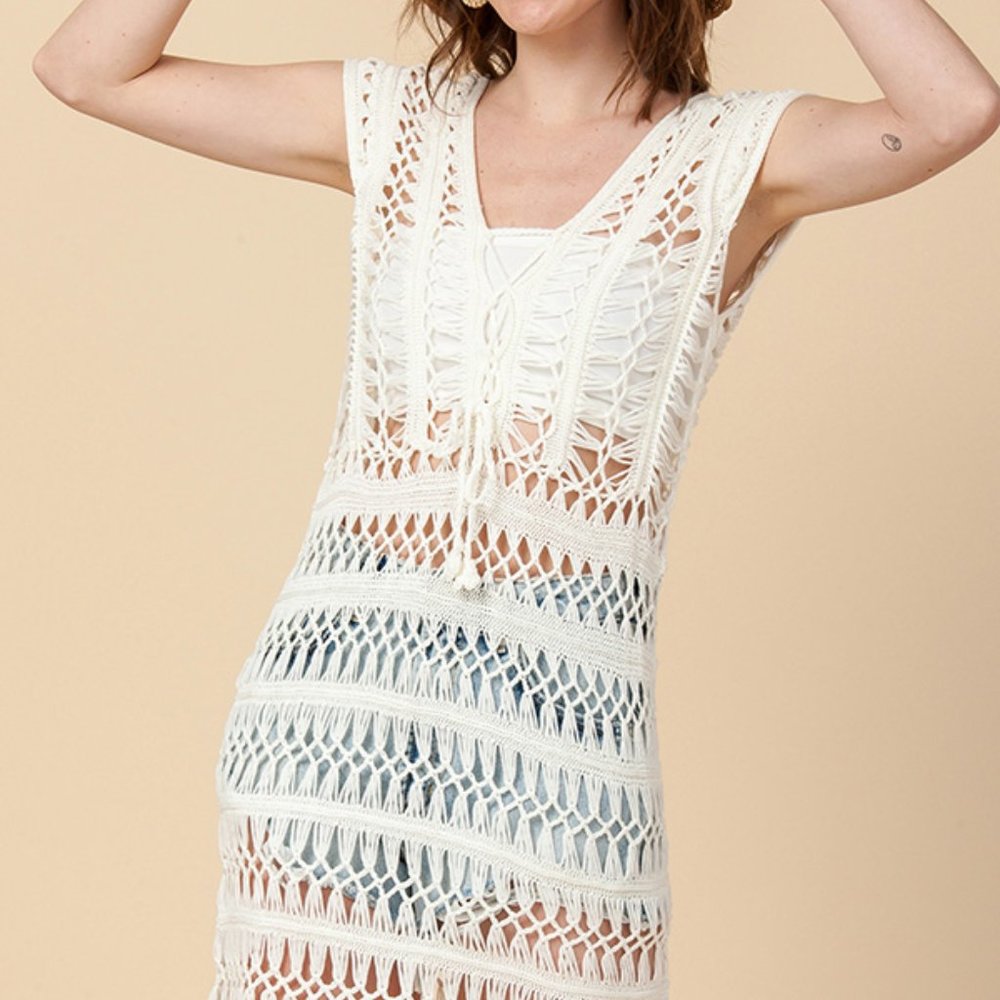 LACE UP CROCHET DRESS